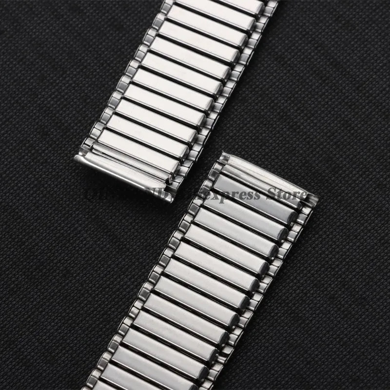 12mm 14mm 16mm 18mm 20mm 22mm Expansion Stainless Steel Watch Strap Elastic Metal Watchband Universal Men Women Watches Bracelet