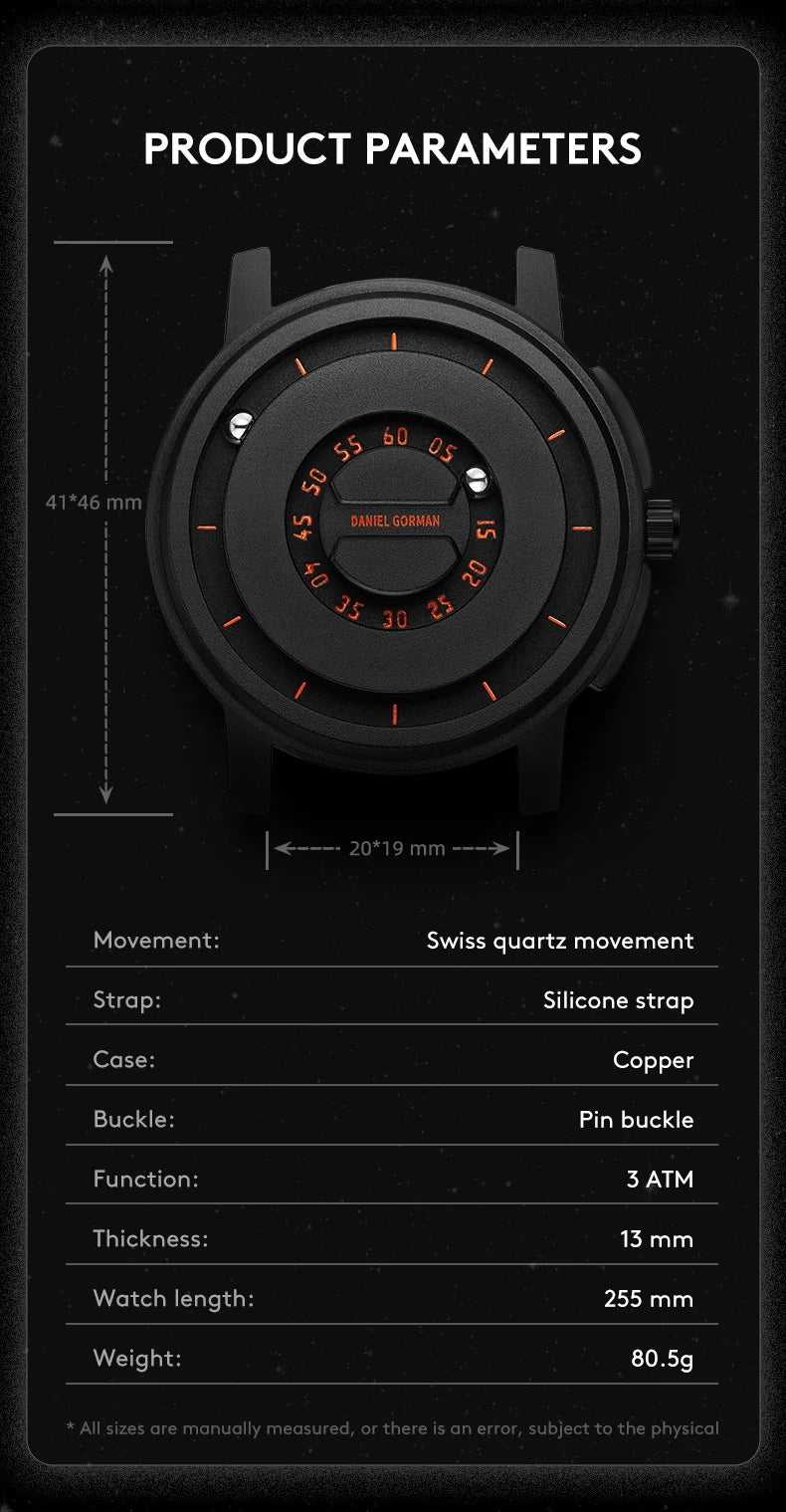 DANIEL GORMAN Fashion Silicone Watch For Men Outdoor Sports Waterproof Scrolling Pointer Magnetic Force Men's Quartz Wristwatch