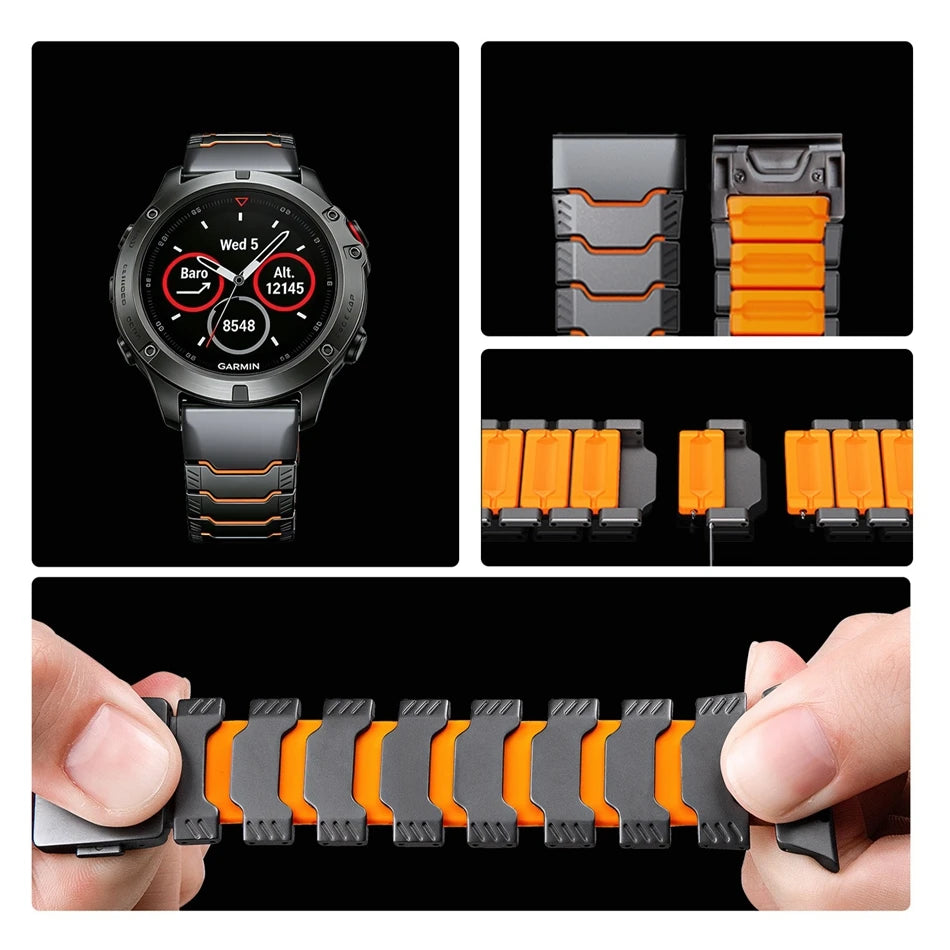 Titanium Silicone Magnetic Band for Garmin Watch Fenix 8 7X Pro 6X Enduro 3 Strap For Garmin Tactix 7Pro Instinct 2X 26mm Bands
