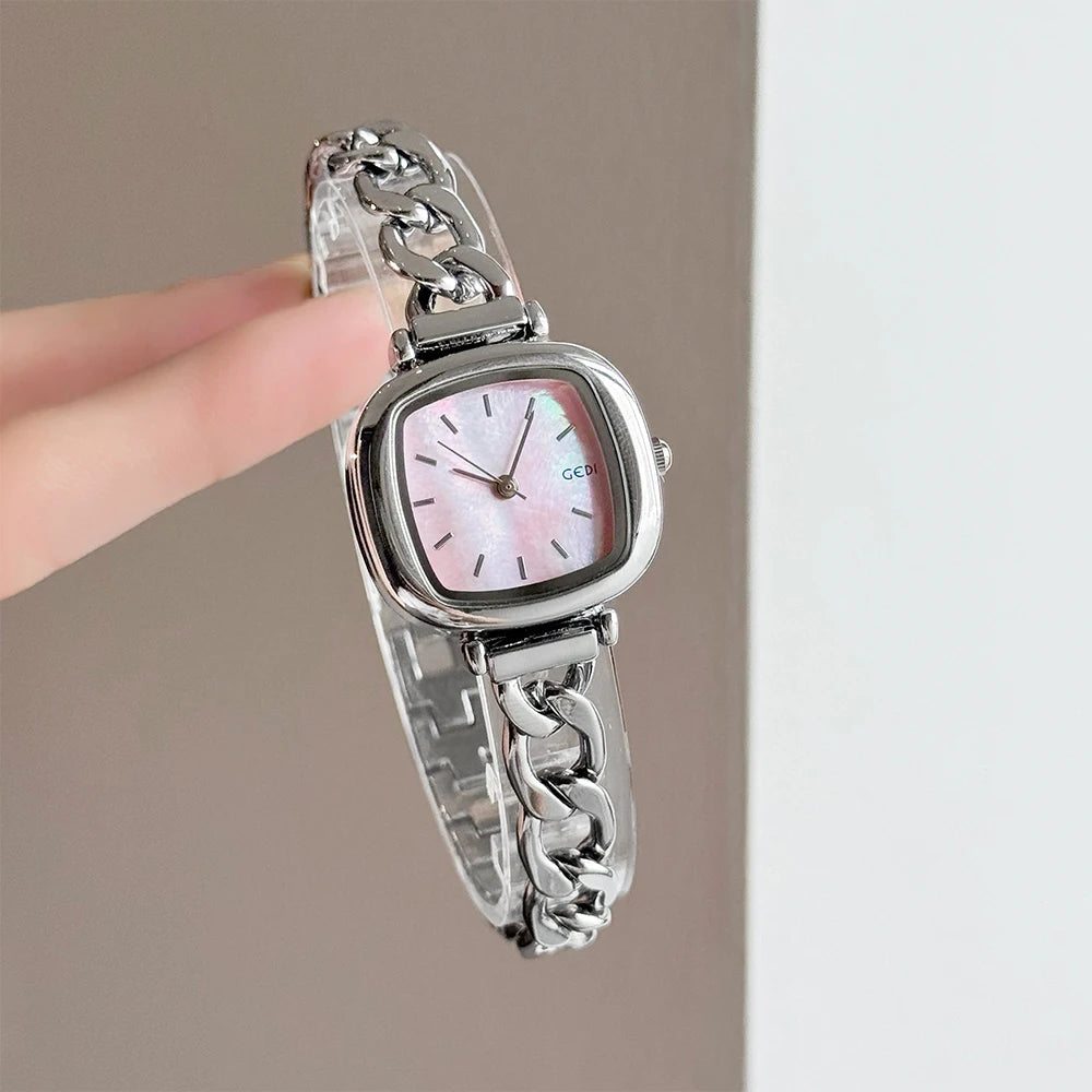 GEDI Watch Elegant 2026 Women Niche Exquisite Light Luxury Shell Bracelet Quartz Women's Silver Watches Gift for Ladies
