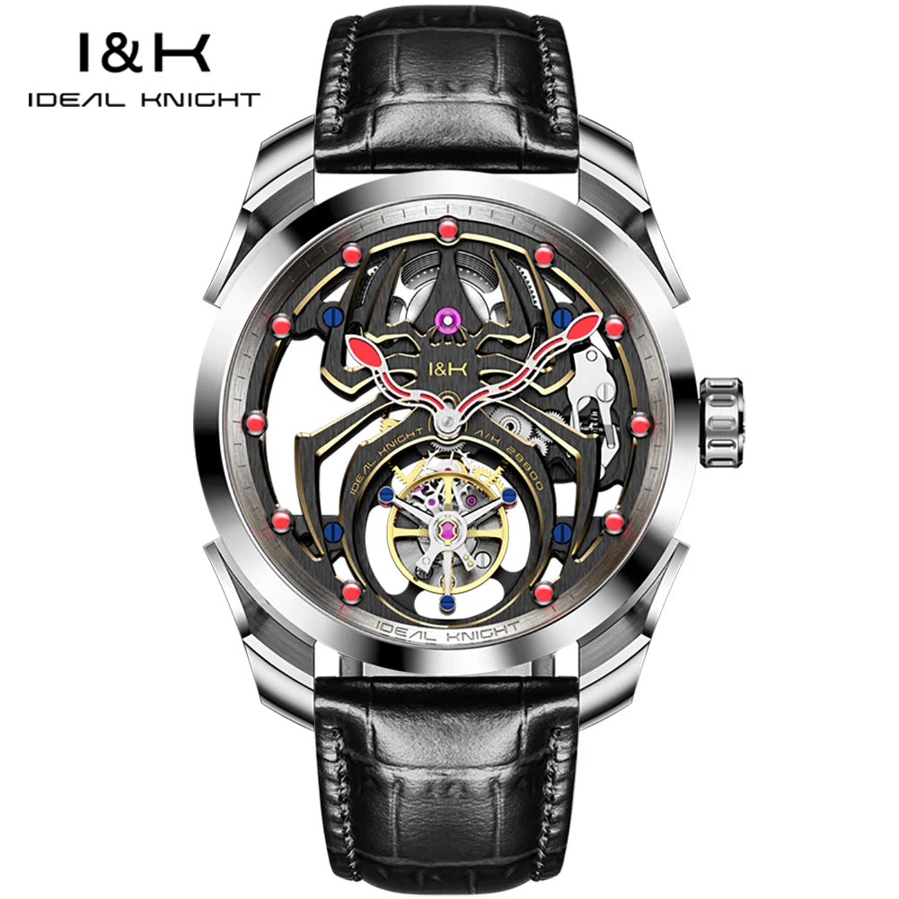 IDEAL KNIGHT 6802 Tourbillon Watch For Men Transparent Skeleton Mechanical Wristwatch Man Luxury Top Brand Limited Edition Watch