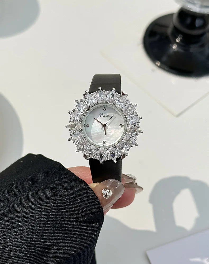 Women Watches for Girls Wrist Quartz Watch Sliver Gold Flower Diamond Orologio Ladies Vintage Wristwatch Stainless Steel Clock