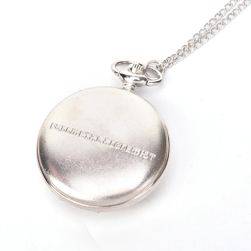 High Quality Full Metal Alchemist Silver Watch Pendant Men's Quartz Pocket Watches Japan Anime Necklace Children Boy