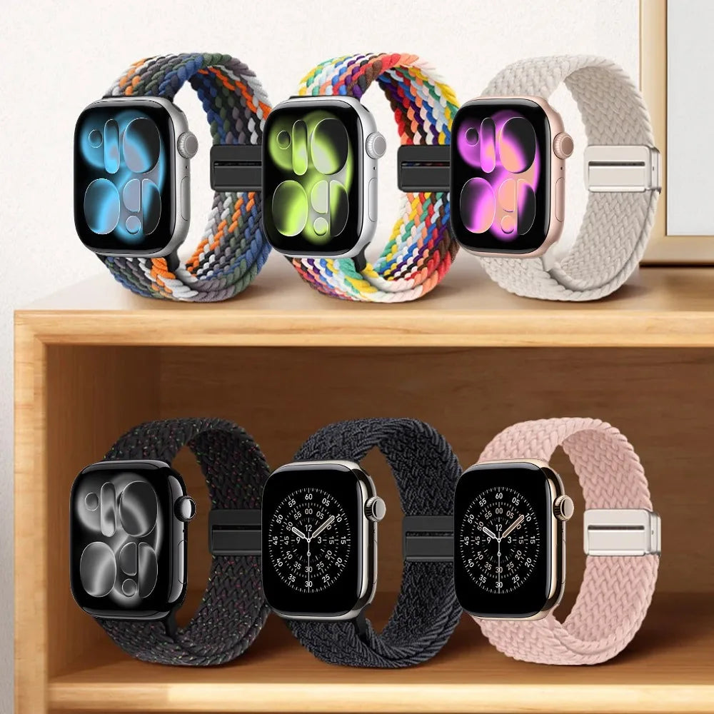 Nylon Loop Strap for Apple Watch 11 10 9 8 7 46mm 42mm 45mm 41mm Ultra 3 2 1 49mm Magnetic Braided  IWatch 6 5 4 SE3 Accessories