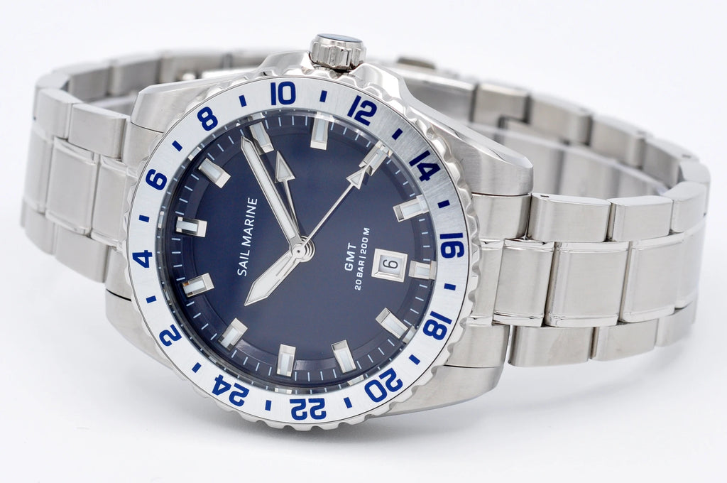 Top Quality Rose Gold Men's Luminous Casual Watch Fabric Strap GMT Quartz Wristwatch Stainless Steel Case 20 Bar Deep Waterproof
