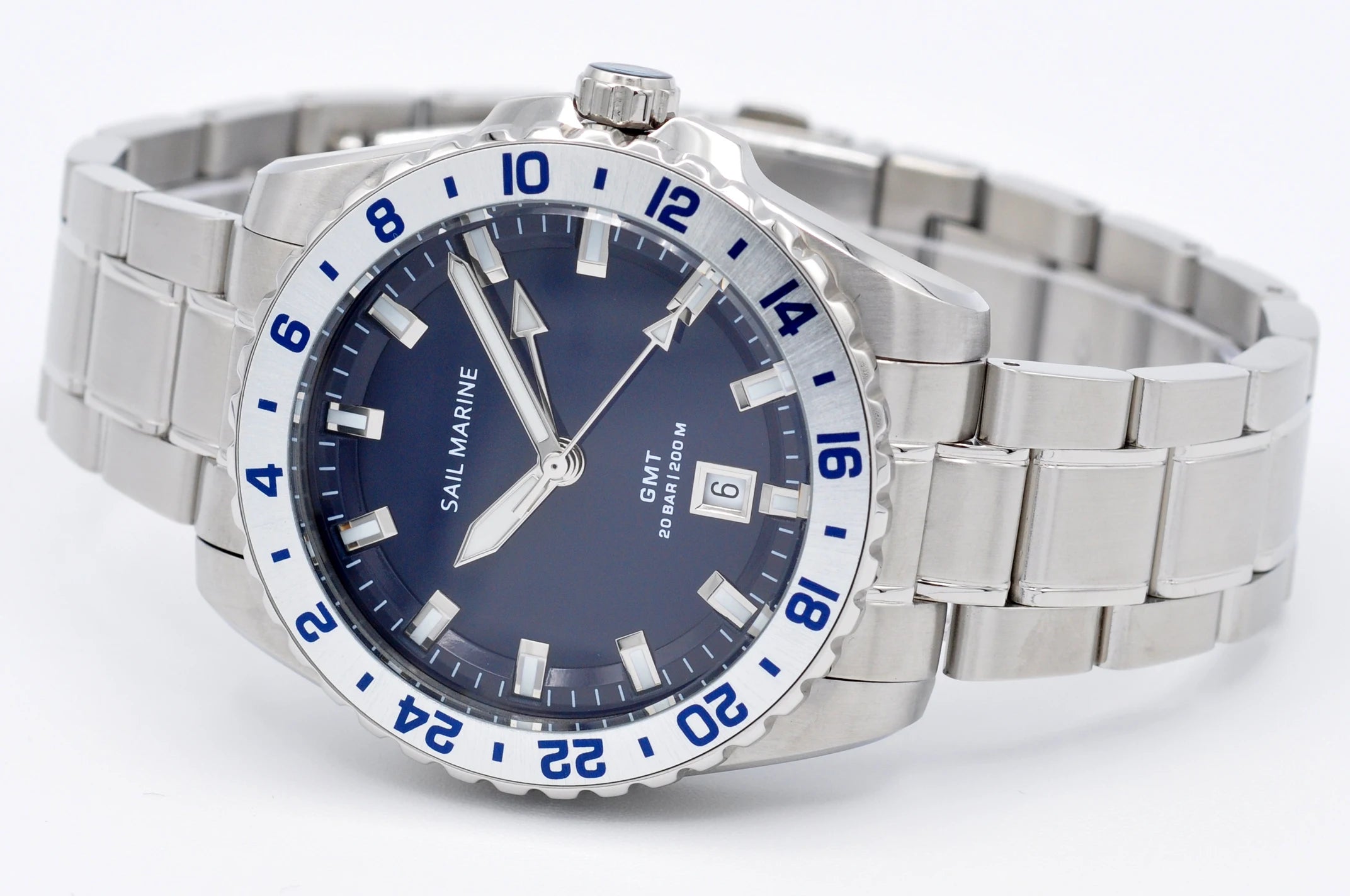 Top Quality Rose Gold Men's Luminous Casual Watch Fabric Strap GMT Quartz Wristwatch Stainless Steel Case 20 Bar Deep Waterproof
