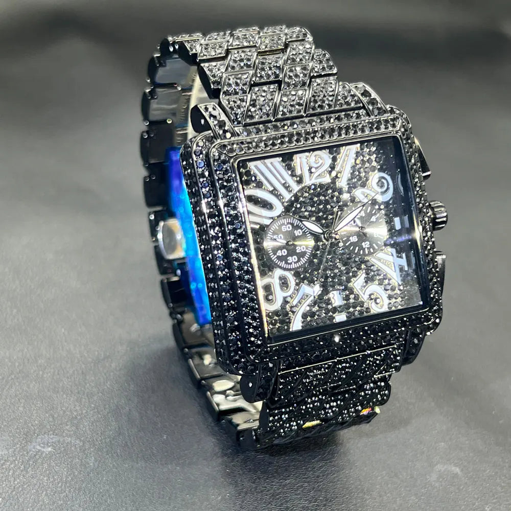 New MISSFOX Luxury Diamond Watch For Men Fashion lce Out  Big Face And Band Wristwatch Bling Hip Hop Style Jewelry Dropshipping