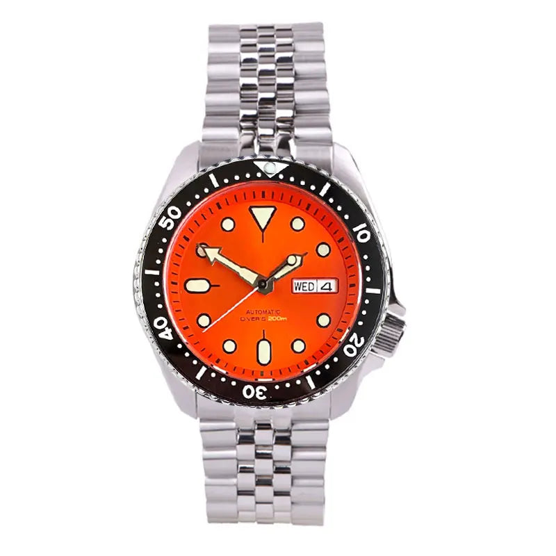 Diving Tandorio NH36 Week Date Steel Mechanical Watch Men 120clicks Bezel Chapter Ring 3.8 Crown 20ATM Waterproof SKX Mod Clock