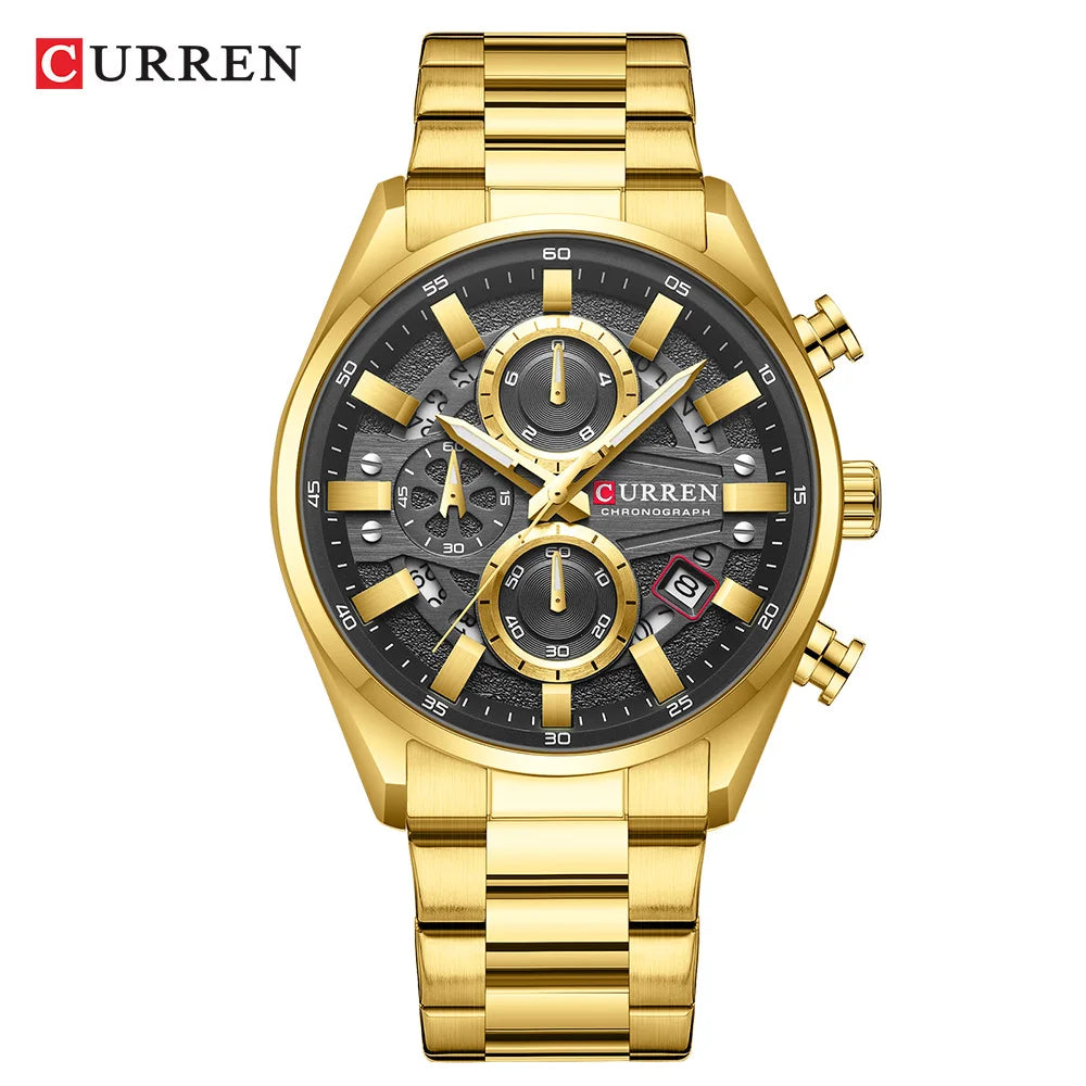CURREN Top Luxury Business Calendar Multi functional Waterproof Sports Men's Quartz Men Watch Construction Wristwatch for Men