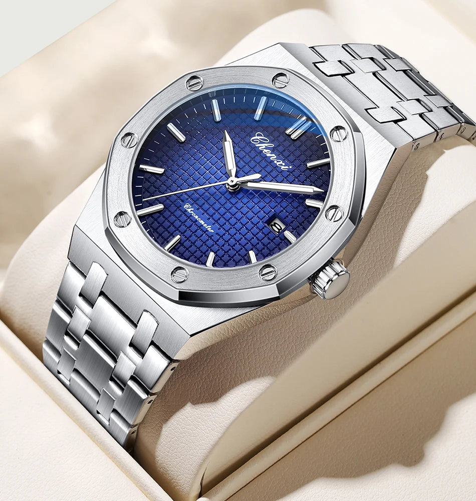 CHENXI NEW Men's Watches Fashion Casual Luminous Date Quartz Watch Male Clock Gifts 42mm Dial Gold Wristwatch Waterproof