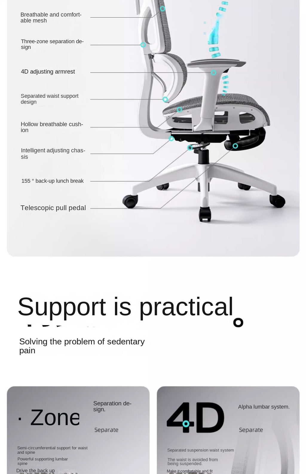 UVR Office Chair Ergonomic Design Armchair Recliner Chair Sedentary Comfort Breathable Mesh Staff Chair Game Athletics Chair