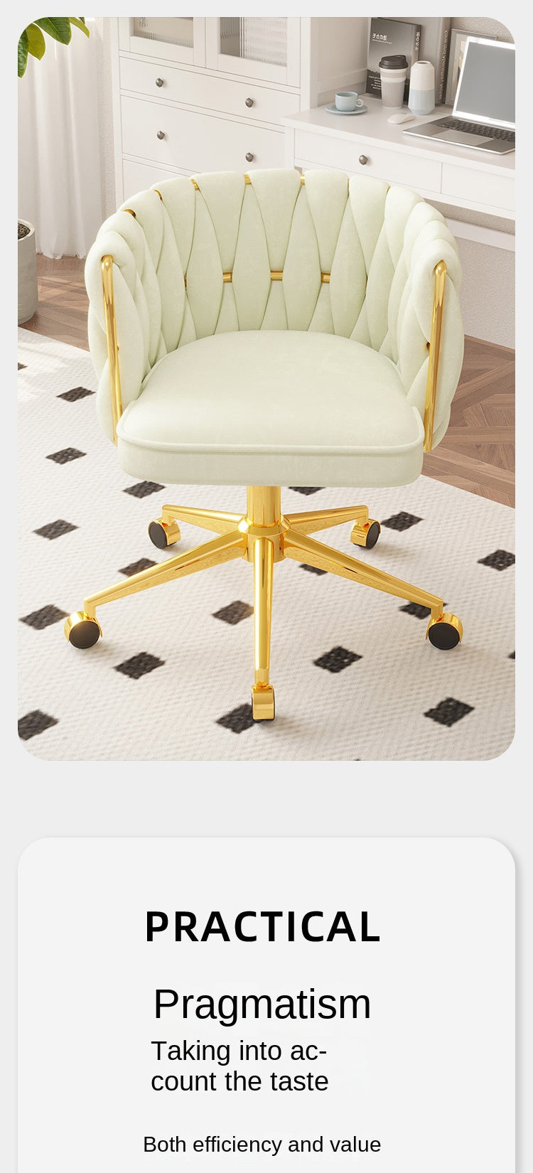 UVRLiving Room Chair Home Bedroom Girls Dresser Makeup Chair Computer Office Chair  Light Luxury Lift Swivel Backrest Chair